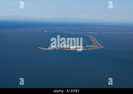 Bohren Sie Website Teil des industriellen Ölfelder Prudhoe Buchten und weitläufige Entwicklung jetten in der Beaufortsee Alaska Stockfoto