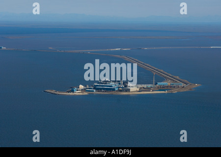 Bohren Sie Website Teil des industriellen Ölfelder Prudhoe Buchten und weitläufige Entwicklung jetten in der Beaufortsee Alaska Stockfoto