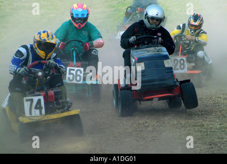 Rasenmäher Racing z Burg Monmouthshire Ost-South.Wales Stockfoto