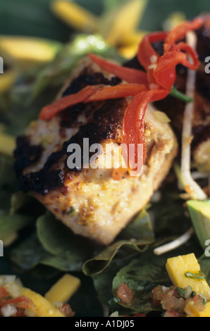 BBQ Chicken Salat serviert in St. Lucia Stockfoto