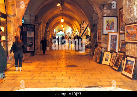 Der Markt in die engen gepflasterten Gassen alte Stadt Jerusalem Israel gesteinigt Stockfoto