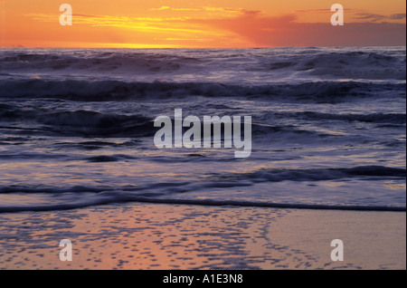 Sonnenuntergang am Pomponio State Beach, San Mateo County Küste, Kalifornien, Vereinigte Staaten von Amerika Stockfoto