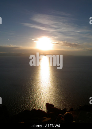 Sonnenuntergang über den Titikakasee in Bolivien. Stockfoto