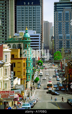 USA-Kalifornien-San Francisco downtown Columbus Avenue Columbus Turm Geschäftsviertel Stockfoto