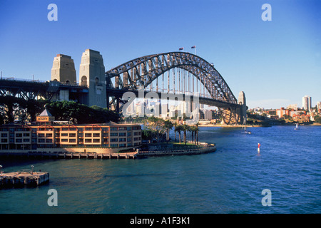 Circular Quay West, Sydney Harbour Bridge, Blick zum Milsons Point, Australien Stockfoto