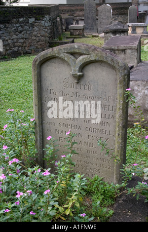 Grabstein. Britische Garnison Friedhof, Kandy, Sri Lanka Stockfoto