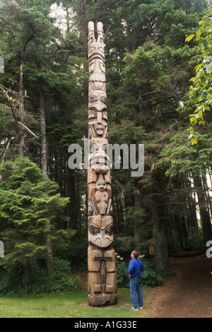 Tlingit Totempfahl Sitka nationaler historischer Park AK Stockfoto