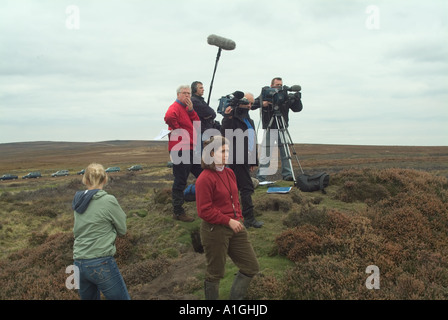 Dreharbeiten zu einer Episode von der britischen Zeitschrift Programm auf die North York Moors auf dem Landgut Dawnay Countryfile Stockfoto