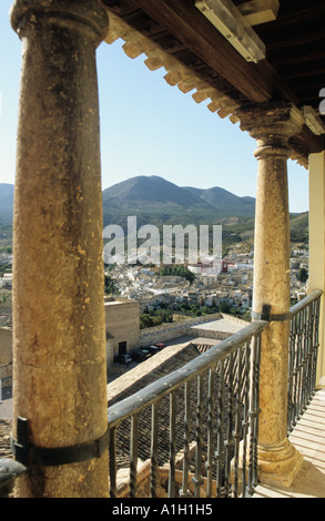 Blick vom Turm des Marmor und Sandstein 13. C El Santuario de Vera Cruz in Caravaca in der Nähe von Lorca Andalusien Spanien Stockfoto