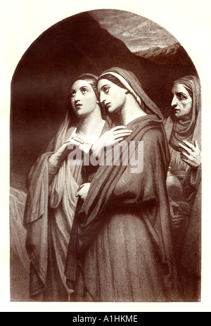 Die drei Maries am Grab von einer Auflage von John Browns selbst Interpretation der Bibel zuerst 1778 veröffentlicht. Stockfoto
