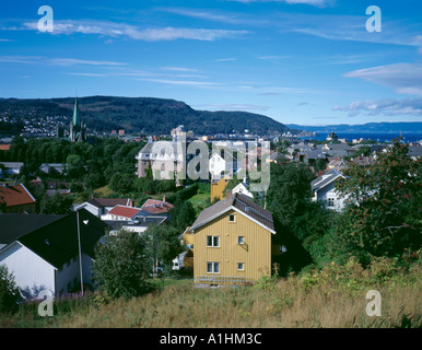 Allgemeine Ansicht über die Stadt Trondheim von Kristiansten Festning (Kristiansten Festung), Trondheim, Sør-Trøndelag, Norwegen. Stockfoto