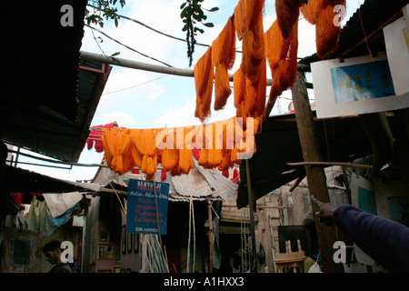 Färber Viertel Souk Des Teinturiers, Marrakesch, Marokko, Nordwest-Afrika Stockfoto