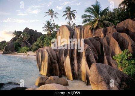 Seychellen Insel La Digue Anse Source D Argent Stockfoto