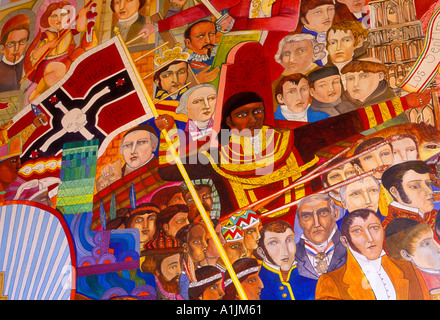 Detail, Wandbild, General Jose Maria Morelos, Jose Maria Morelos, Allende Institute, San Miguel de Allende, Bundesstaat Guanajuato, Mexiko Stockfoto