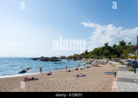 Main Beach, Stoupa, die Halbinsel Mani, Peloponnes, Griechenland Stockfoto