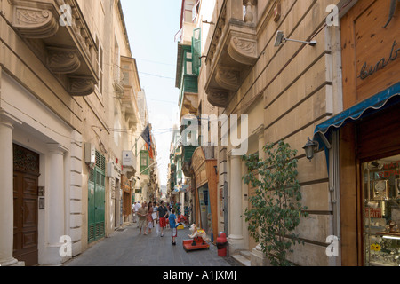 Seitenstraße im Stadtzentrum, Valletta, Malta Stockfoto