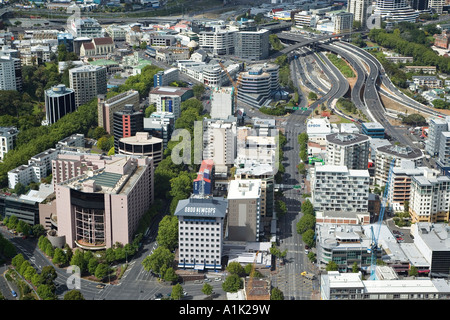 Hobson St und Autobahnen angesehen vom Skytower Auckland Nordinsel Neuseeland Stockfoto