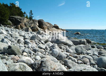 Spikkarna in der Nähe von Sundsvall in Nordschweden Küste des baltischen Meeres Sommer Strand friedlich ruhigen Sommerurlaub Stockfoto