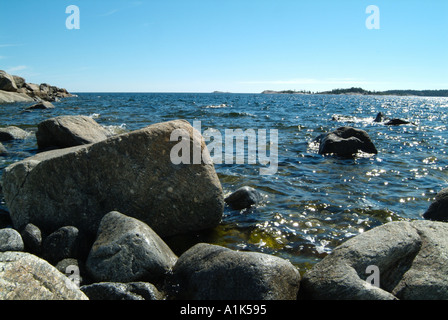 Spikkarna in der Nähe von Sundsvall in Nordschweden Küste des baltischen Meeres Sommer Strand friedlich ruhigen Sommerurlaub Stockfoto