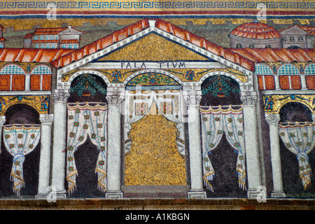 Ravenna Italien Kaiser Justinian s Palast 6. C AD Mosaiken in der Basilika di Sant Apollinare Nuovo Stockfoto