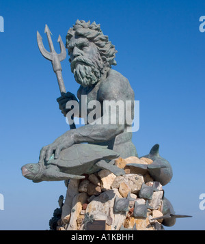 Neptun-Statue in Virginia Beach Stockfoto