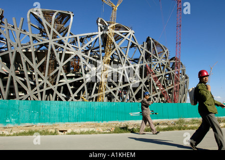 Baustelle des Nationalstadion für die Olympischen Spiele 2008 in Beijing China 8 Sep 2006 Stockfoto