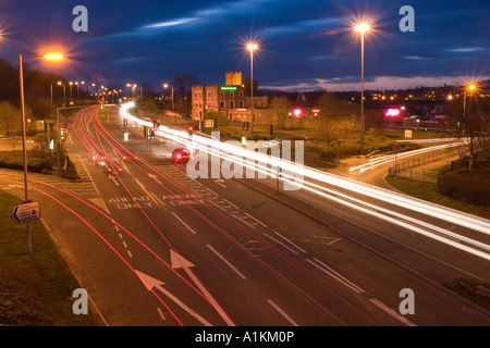 Creech Burg Kreuzung und Ampel in Taunton Somerset Stockfoto