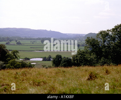 Der Fluss Towy Valley in der Nähe von Peebles Carmarthenshire auf der Suche nach Westen in Richtung Paxtons Dryslwyn Burg und Turm in gefärbten Wales UK KATHY DEWITT Stockfoto