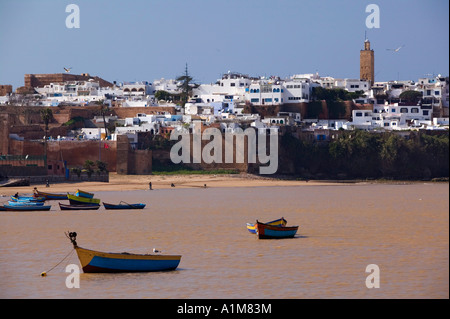 Oued Bou Regreg Fluss Ansicht der Kasbah des Oudaias, Rabat, Marokko Stockfoto