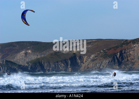 Kite-Surfstrand Newgale Pembrokeshire Wales Stockfoto