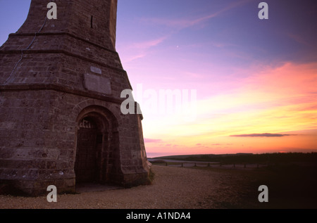 Hardys Denkmal Eingang bei Sonnenuntergang in Dorset county England UK Stockfoto