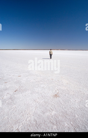 Fußgänger auf See Hart Stuart Highway in der Nähe von Woomera Outback Australien Südaustralien Stockfoto