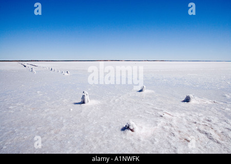 Alte Salz Werke Lake Hart Stuart Highway in der Nähe von Woomera Outback Australien Südaustralien Stockfoto