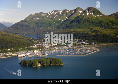 Aerial Cordova Orca Inlet und Eyak Lake-Prinz-William-Sund Chugach National Forest Alaska Stockfoto