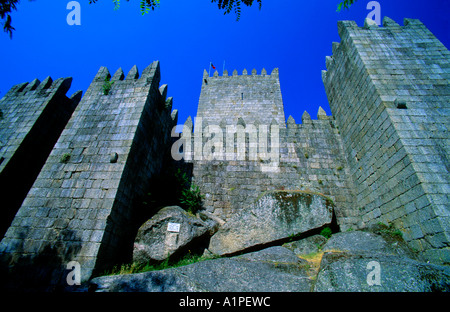 Mittelalterliche Burg Sao Miguel, Guimaraes, Minho, Portugal, Europa Stockfoto