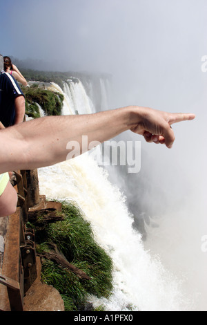 Argentinien Iguazú Wasserfälle Teufel s Kessel Hinweisen über den Teufel s Kessel Stockfoto