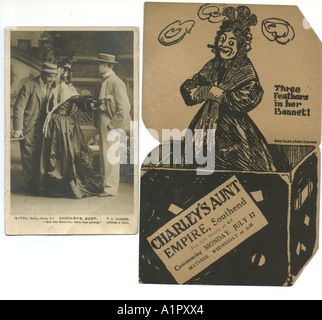 Die schneiden Theater Werbung für Charleys Tante ca. 1916 mit Aufnahme der Produktion im Jahre 1907 (geöffnet) Stockfoto