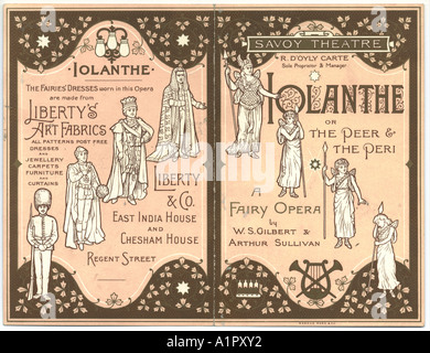 Savoy Theatre, London, Programm, für Iolanthe, ca. 1884 Stockfoto