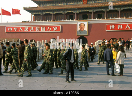 Himmlischen Friedens Tiananmen-Tor-Platz Beijing Peking China chinesische asiatische asiatische Asien Stockfoto