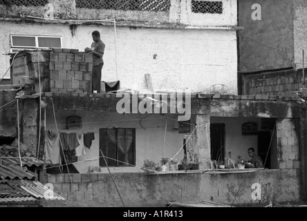 Panorama typische Favela Hügel Hang Wohnstätten errichtet übereinander Vidigal Rio de Janeiro Brasilien Brasil Süden Lateinamerikas Stockfoto