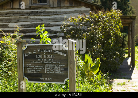 Union McHenry County in ILLINOIS Geschichtsverein Schild log home Baujahr 1847 Luke Margaret Gannon Stockfoto