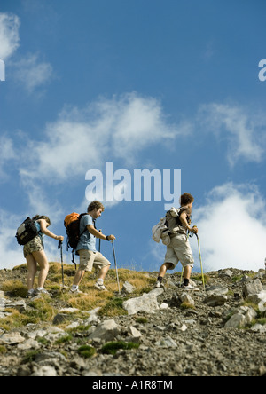 Wanderer auf Berglandschaft Stockfoto