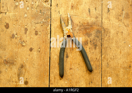 Öffnen der Zange auf Bodenbrett liegend Stockfoto