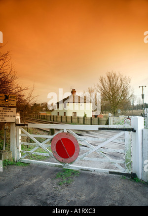 Manuelle Eisenbahn Kreuzung Norfolk UK Stockfoto