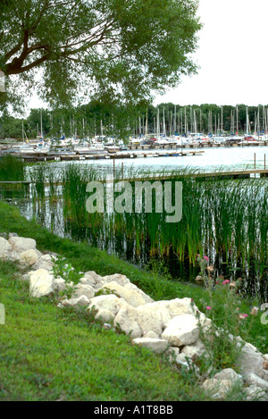 Schiffsanlegestellen und Seeufer. White Bear Lake, Minnesota MN USA Stockfoto