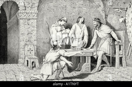 Childeric I, c. 437 - c. 482, und die Geschichte der Beiden Hälften der Goldmünze. Stockfoto