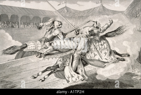 Henri II., 1519 - 1559, wird bei einem Turnier zur Feier des Friedens von Cateau-Cambrésis tödlich verletzt. Stockfoto