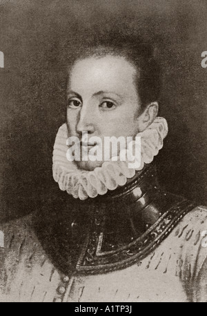 Sir Philip Sidney, 1554-1586. Elisabethanischer Dichter, Soldat Höfling. Stockfoto