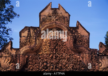 Türsturz am Banteay Srei Tempel Angkor Region Kambodscha Stockfoto