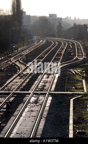 Bahngleise in Kidderminster, Worcestershire, England, UK Stockfoto